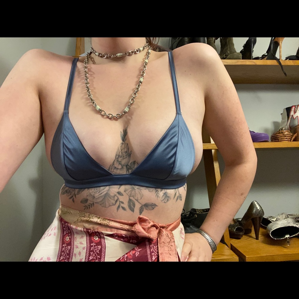 Simple satin navy bralette